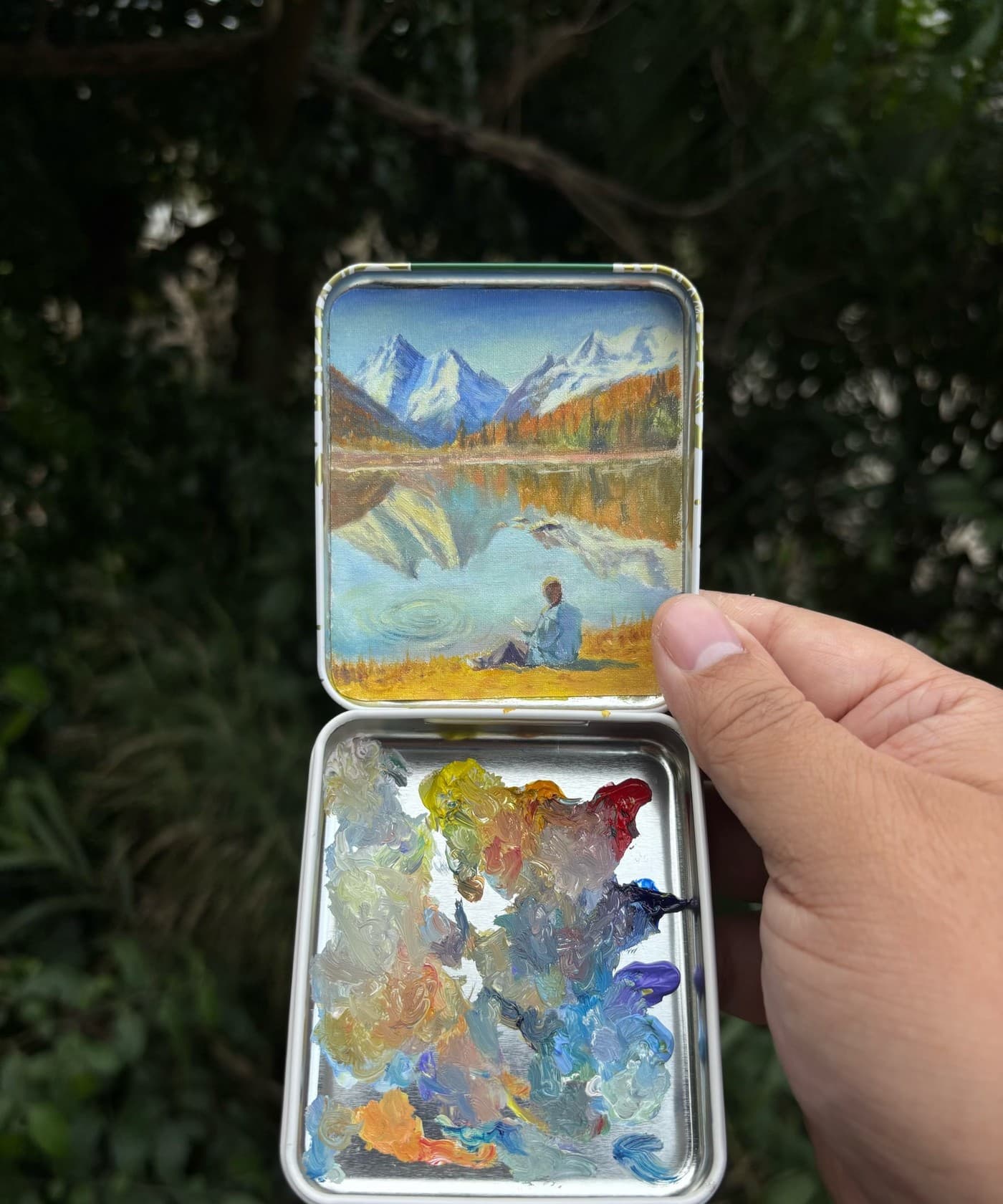Mountain lake held in a pocket box
