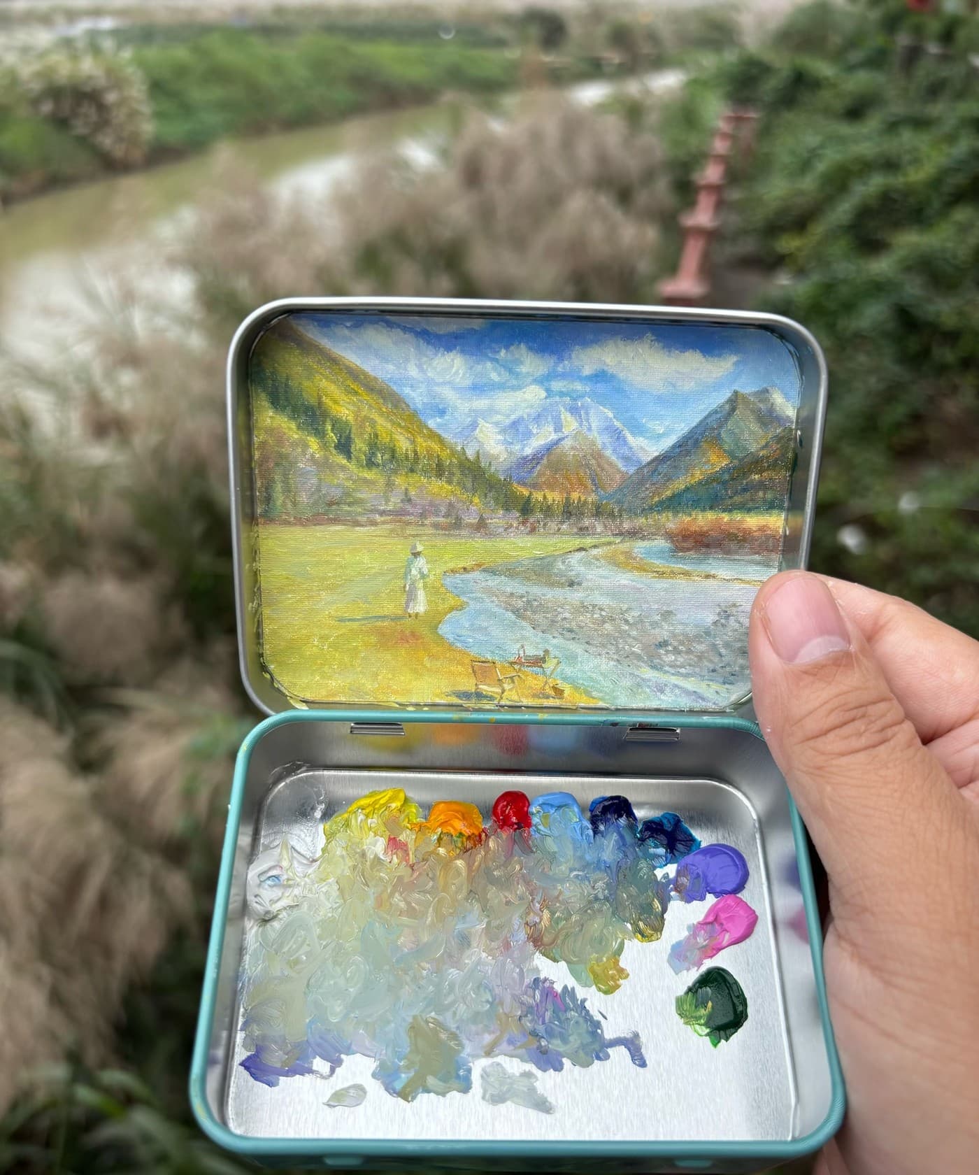 Alpine river valley miniature