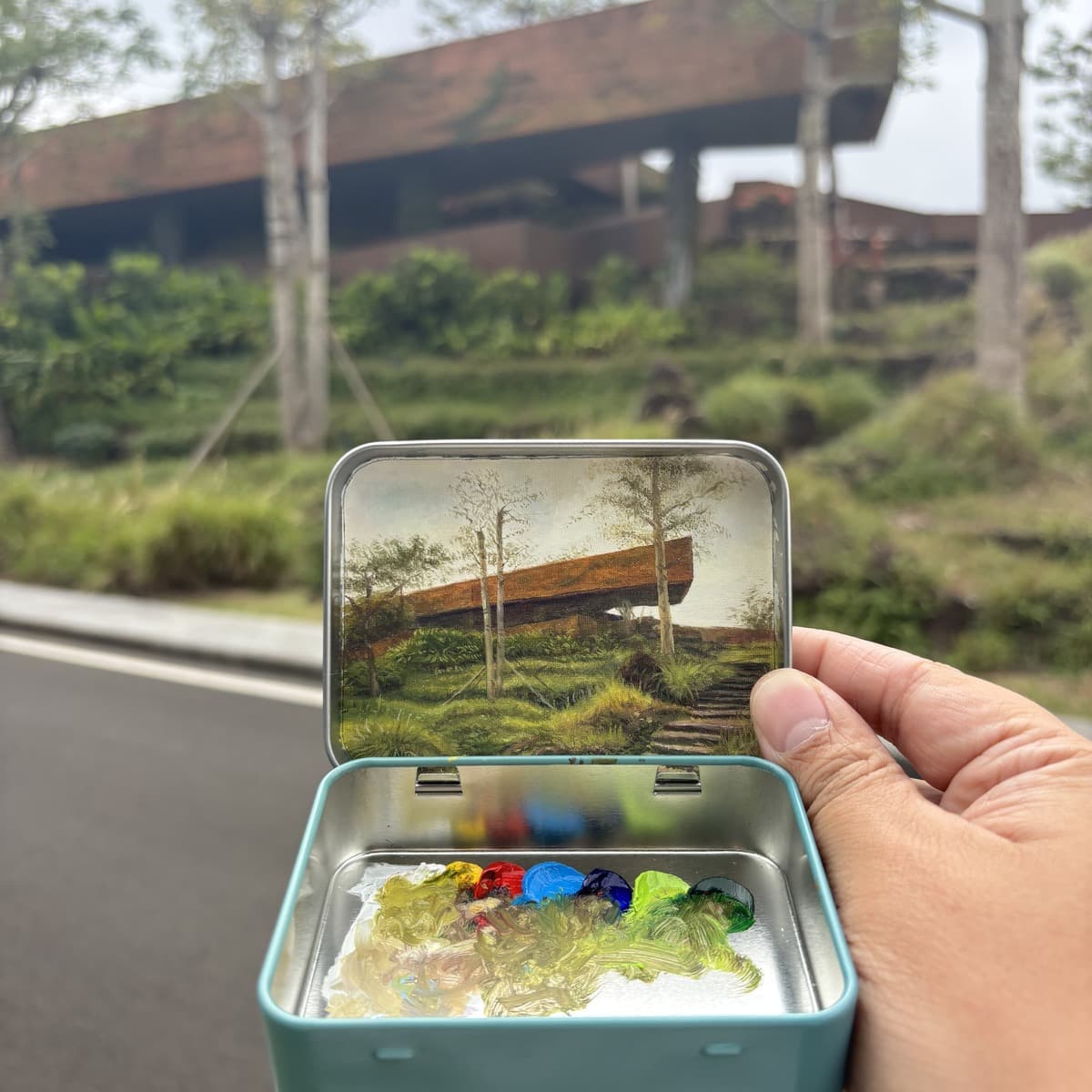Limited edition pocket painting with shoreline memory